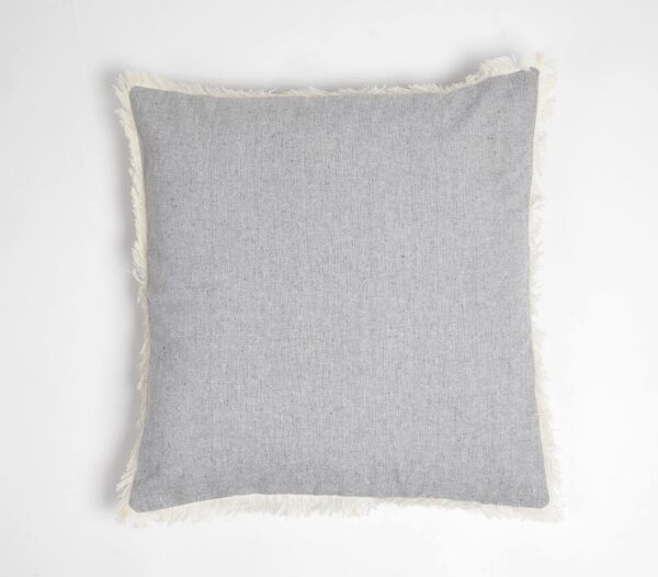 Solid Fringed Chambray Weave Cushion Cover(2)