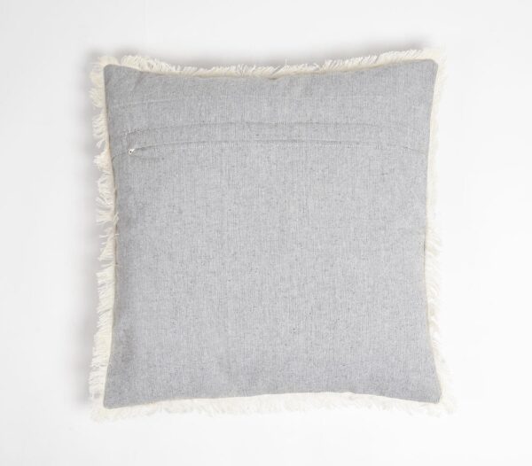 Solid Fringed Chambray Weave Cushion Cover(2) - Image 3