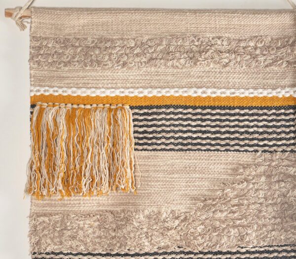 Handwoven Cotton Multicolor Fringed Wall Hanging - Image 2